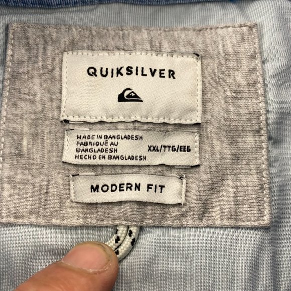 QUIKSILVER Shirt Men XXL Blue Button Down Modern Fit Casual Pocket Poly Cotton - Picture 5 of 10